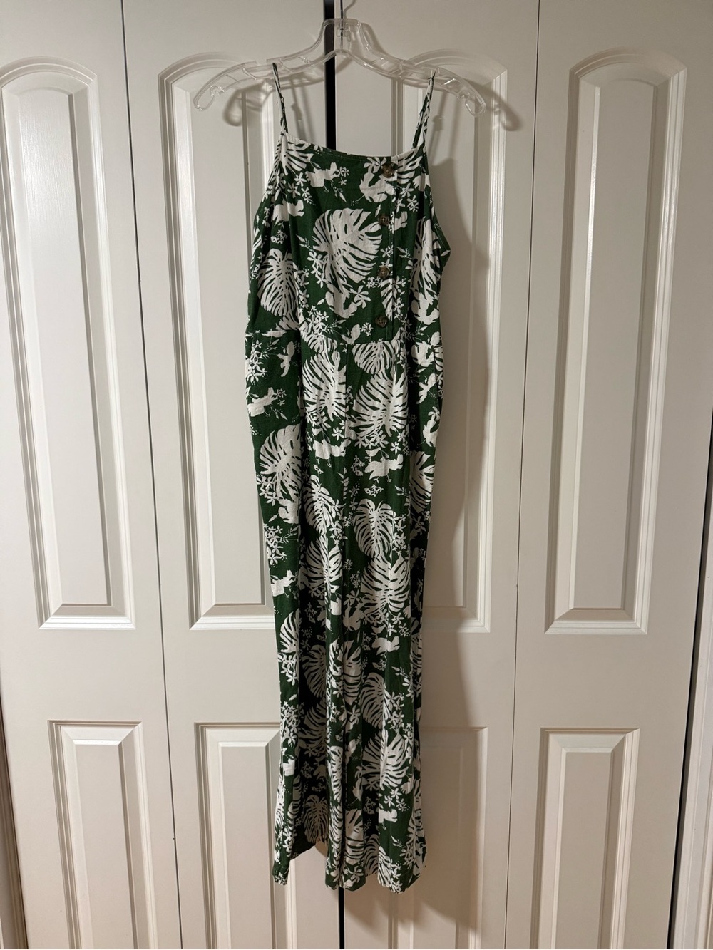 Nordstrom BP Green Leafy Jumpsuit Size Small with pockets